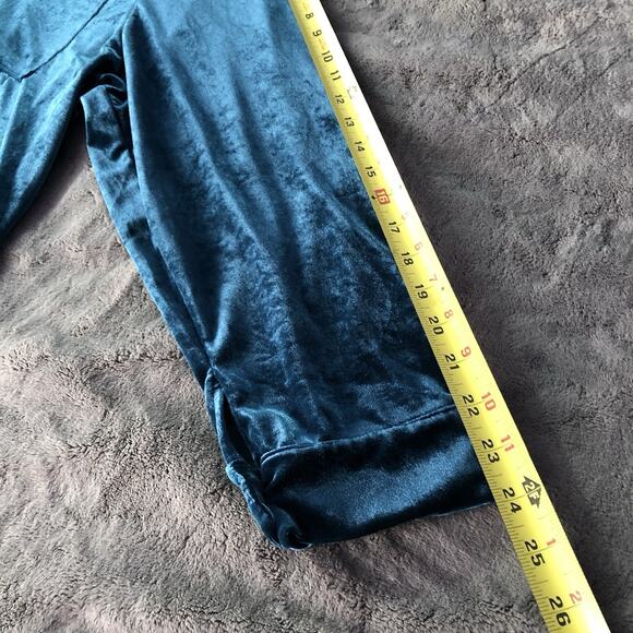 Women’s Velvet Top Button Up Long Sleeve Shirt Pockets Jewel-tone Green Size 3x - Picture 5 of 9